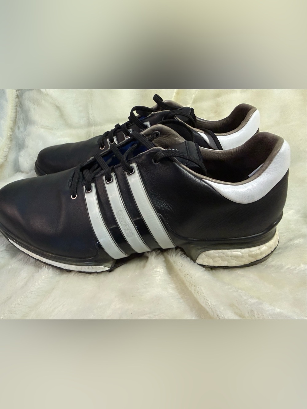 Adidas Boost Endless Mens Golf Shoes Tour 360 Black/White Leather Sz 11